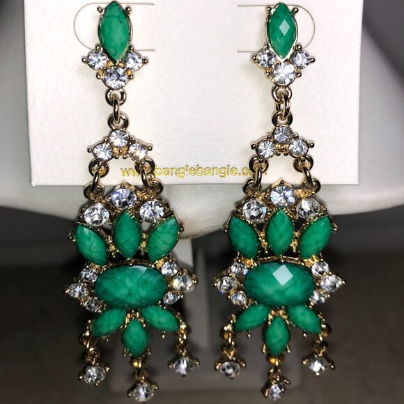 Amrita Turquoise & Gold Crystal Chandelier Earrings - Picture 1 of 7